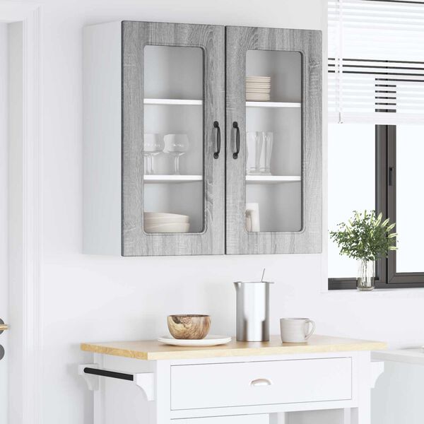 vidaXL K&uuml;chenschrank Kalmar 2 pcs Graues Sonoma 40 x 31 x 80 cm