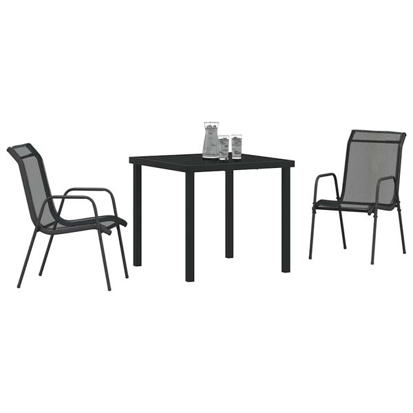 vidaXL Garten Essgruppe 3 pcs Schwarz Pulverbeschichteter Stahl