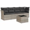 vidaXL 5-tlg. Garten-Sofagarnitur mit Kissen Hellgrau Poly Rattan