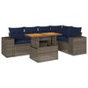 vidaXL 6-tlg. Garten-Sofagarnitur mit Kissen Grau Poly Rattan