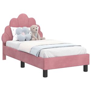 vidaXL Kinderbettgestell mit Kopfteil Rosa 70 x 140 cm Samt