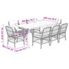vidaXL 9-tlg. Garten-Essgruppe mit Kissen Hellgrau Poly Rattan