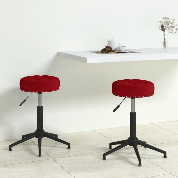 vidaXL Essst&uuml;hle 2 Stk. Drehbar Weinrot Samt