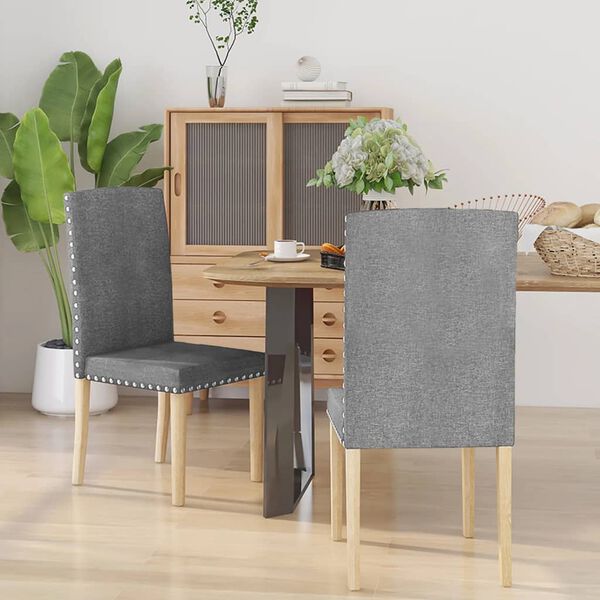 vidaXL Esszimmerst&uuml;hle 2 Stk. Hellgrau Stoff