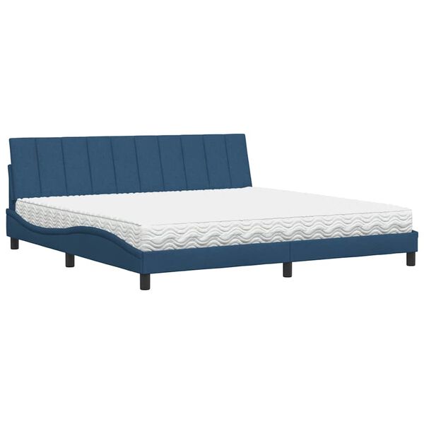 vidaXL Bett mit Matratze "Hanko" Blau 200x200 cm Stoff