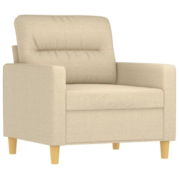 vidaXL Sessel mit Hocker Creme 60 cm Stoff