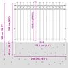 vidaXL Ringzaun Schwarz 200 x 200 cm Pulverbeschichteter Stahl