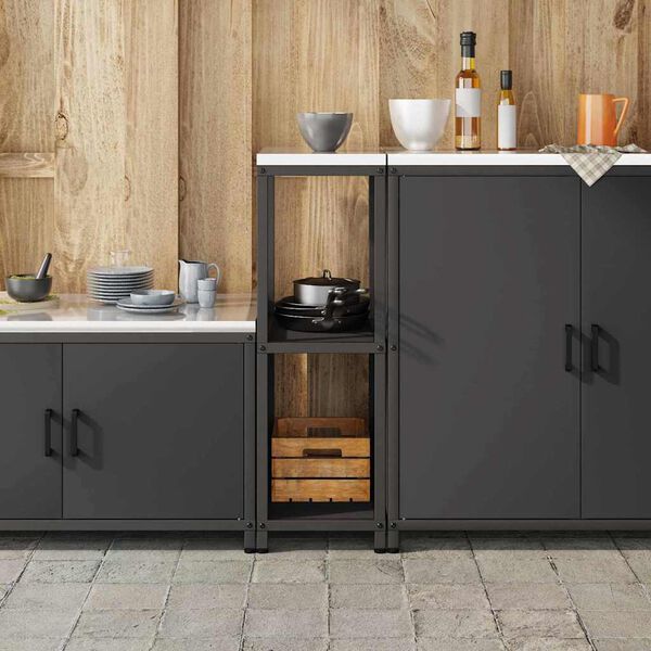 vidaXL K&uuml;chenaufbewahrung mit Regal Schwarz 60 x 50 x 92 cm Stahl