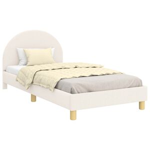 vidaXL Kinderbettgestell mit Kopfteil Creme 90 x 190 cm Schafstoff