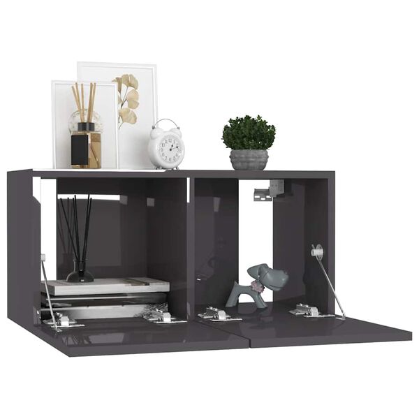 vidaXL 8-tlg. TV-Schrank-Set Hochglanz-Grau Holzwerkstoff