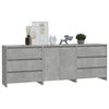 vidaXL 3-tlg. Sideboard Betongrau Holzwerkstoff