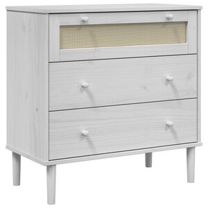 vidaXL Schubladenkommode SENJA Rattan-Look Wei&szlig; 80x40x80 Kiefernholz
