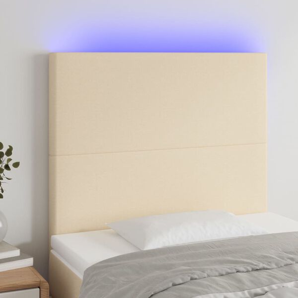 vidaXL LED Kopfteil Creme 80x5x118/128 cm Stoff