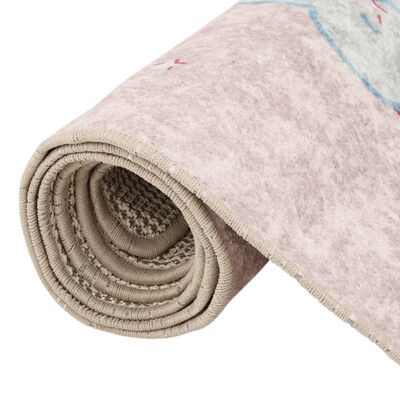 vidaXL Kinderteppich Rosa 160x230 cm Einhorn Waschbar Rutschfest