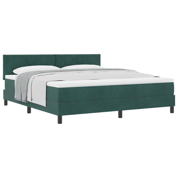 vidaXL Boxspringbett mit Matratze Dunkelgr&uuml;n 180 x 200 cm Samt