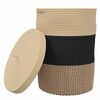 vidaXL Aufbewahrungskorb mit Deckel Schwarz & Beige &Oslash;37x50cm Baumwolle