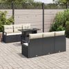 vidaXL Gartensofa-set mit Speicher 7 pcs Schwarz und Creme Poly-Rattan