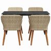 vidaXL Garten Essgruppe mit Kissen 5 pcs Beige Poly-Rattan