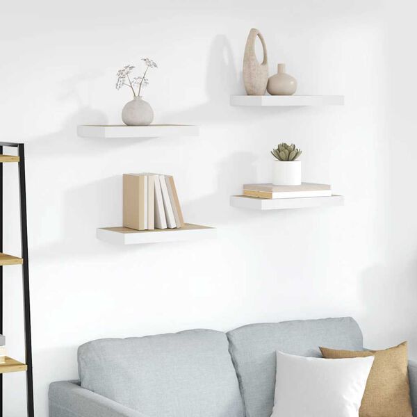 vidaXL Schweberegale 4 Stk. Eichen-Optik und Wei&szlig; 40x23x3,8 cm MDF