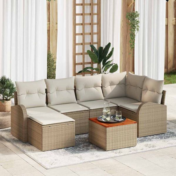 vidaXL Garten-Sofa-Set 7 pcs Beige und Weiß