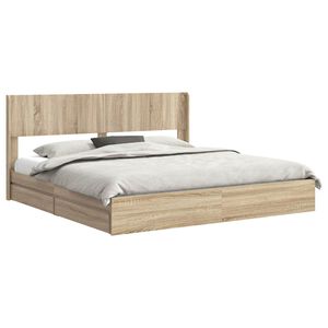vidaXL Bettgestell mit Stauraum und Kopfteil Sonoma-Eiche 180 x 200 cm