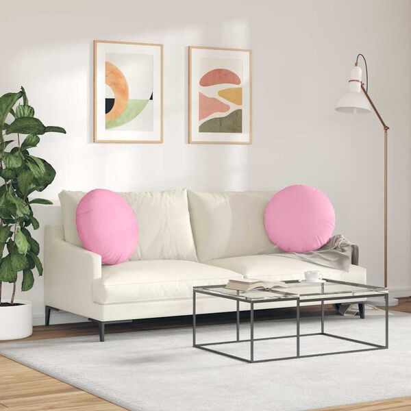 vidaXL Sitzkissen 2 pcs Rosa &Oslash;50 x 19 cm Stoff