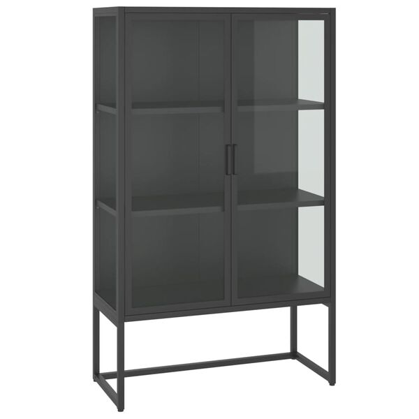 vidaXL Highboard Anthrazit 80x35x135 cm Stahl und Geh&auml;rtetes Glas