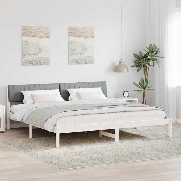 vidaXL Bettgestell Wei&szlig; und Hellgrau 150 x 200 cm Massivholz Kiefer