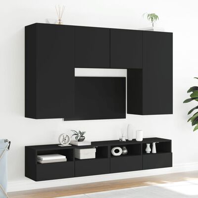 vidaXL TV-Wandschrank Schwarz 80x30x30 cm Holzwerkstoff