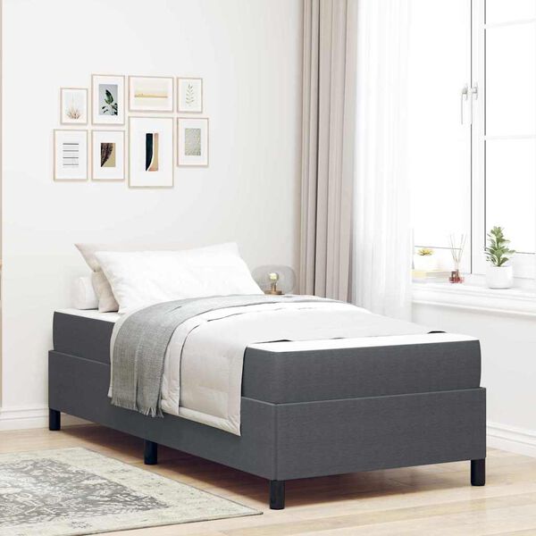vidaXL Bettrahmen mit Matratze Dunkelgrau 90 x 190 cm Stoff