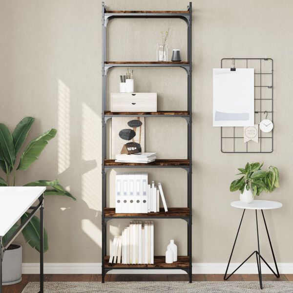 vidaXL B&uuml;cherregal 6 B&ouml;den R&auml;uchereiche 60x30x188 cm Holzwerkstoff