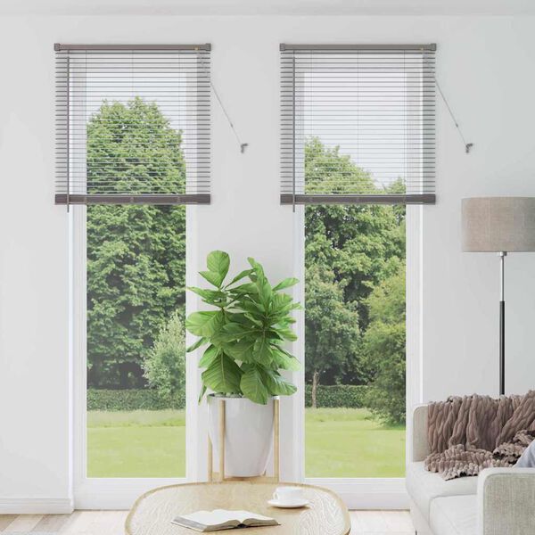 vidaXL Fensterjalousie mit Vorh&auml;ngen Silber Aluminium