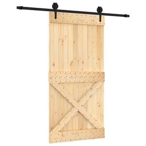 vidaXL Schiebet&uuml;r Nat&uuml;rlich und Schwarz 100 x 210 cm Massivkiefer