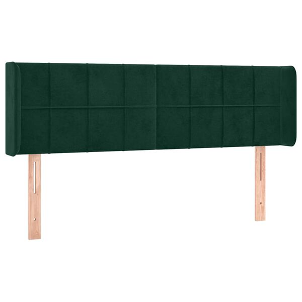 vidaXL LED Kopfteil Dunkelgr&uuml;n 147x16x78/88 cm Samt