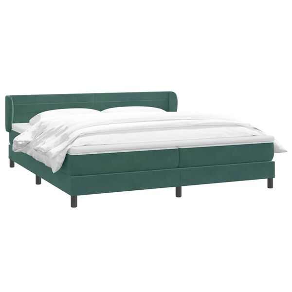 vidaXL Boxspringbett mit Matratzen Dunkelgr&uuml;n 200x210 cm Samt