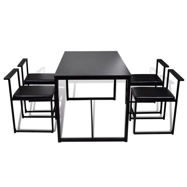 vidaXL 5-teilige Essgruppe Tisch + 4 St&uuml;hle Schwarz