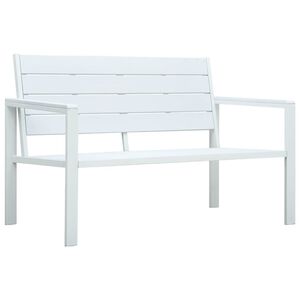 vidaXL Gartenbank 120 cm HDPE Wei&szlig; Holz-Optik