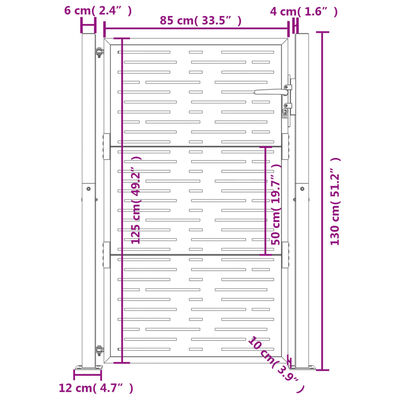 vidaXL Gartentor Anthrazit 105x130 cm Stahl Quadratisches Design