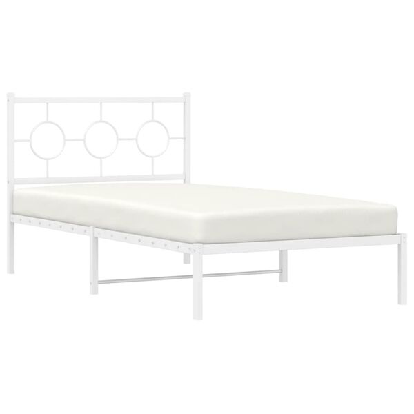 vidaXL Bettgestell mit Kopfteil Metall Wei&szlig; 100x190 cm