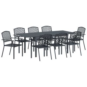 vidaXL Garten Essgruppe 9 pcs Anthrazit Stahl
