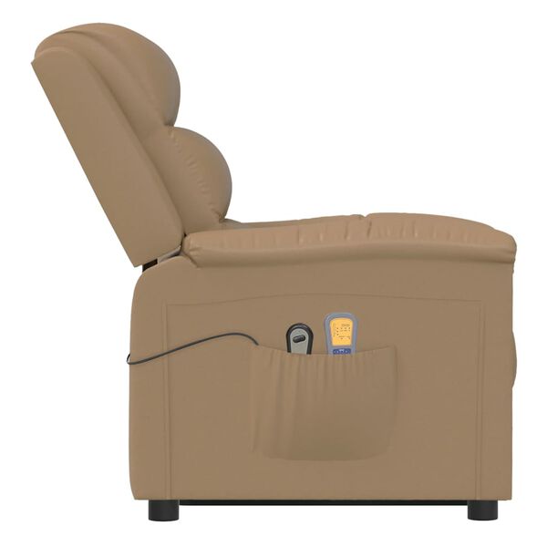 vidaXL Massagesessel mit Aufstehhilfe Cappuccino-Braun Kunstleder