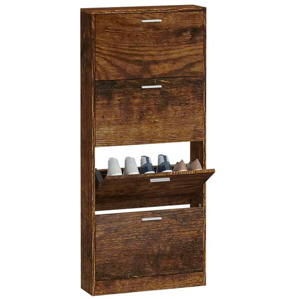 vidaXL Schuhschrank R&auml;uchereiche 59x17x150 cm Holzwerkstoff