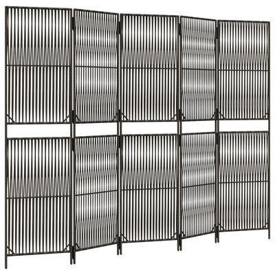 vidaXL Paravent 5-tlg. Grau Poly Rattan