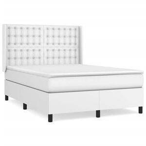 vidaXL Boxspringbett mit Matratze Wei&szlig; 140x200 cm Kunstleder