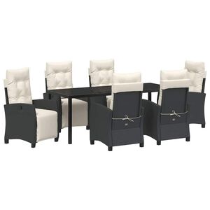 vidaXL Garten Essgruppe mit Kissen 7 pcs Schwarz Poly-Rattan