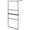vidaXL Duschwand mit Ablage f&uuml;r Walk-In-Dusche Schwarz 90x195 cm ESG