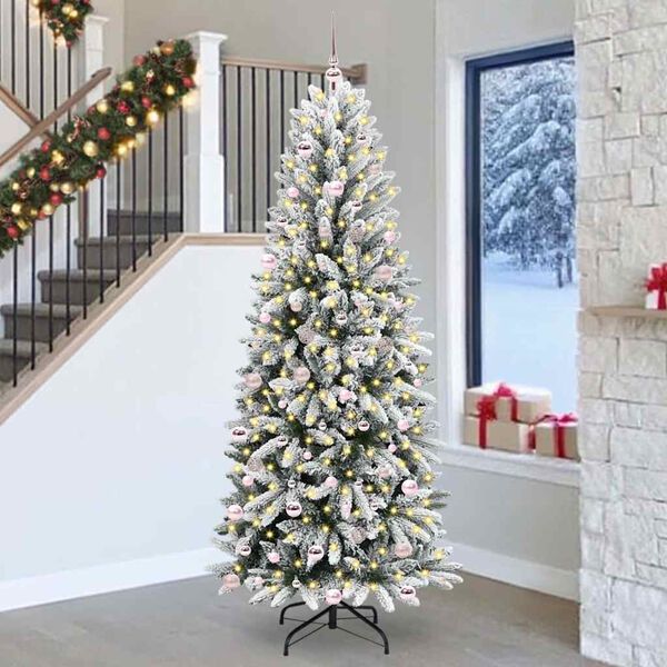 vidaXL K&uuml;nstlicher Weihnachtsbaum mit 300 LEDs mit St&auml;nder Wei&szlig; 240 cm