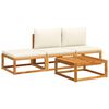 vidaXL 4-tlg. Gartensofa-Set mit Kissen Holz Akazie & Seil
