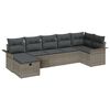 vidaXL Garten-Sofa-Set mit Kissen mit Speicher 7 pcs Grau Poly Rattan