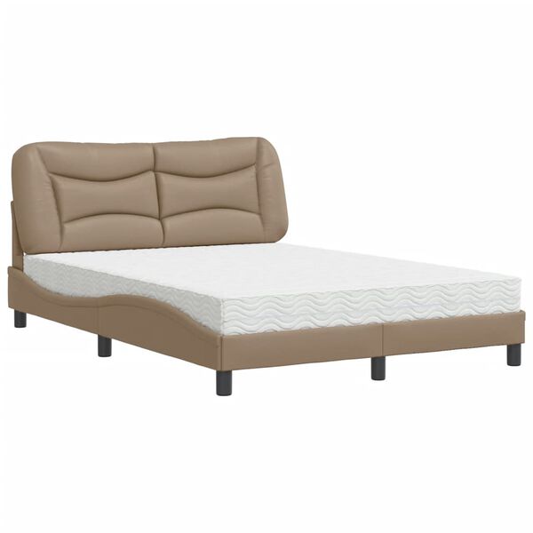 vidaXL Bett mit Matratze "Hvar" Cappuccino-Braun 120x200 cm Kunstleder